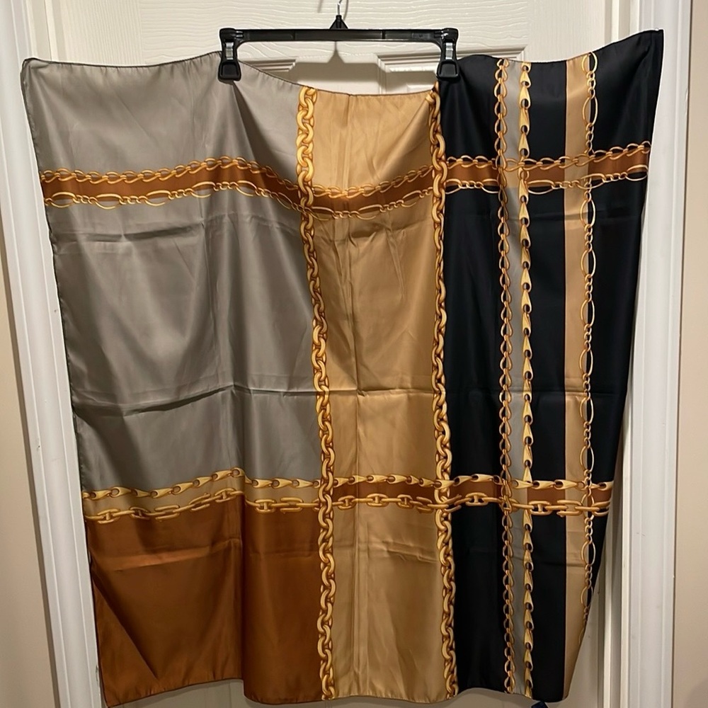 Eximious of London gold chain square scarf   34” x 34”